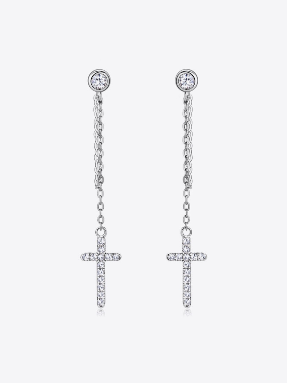 Moissanite 925 Sterling Silver Cross Earrings